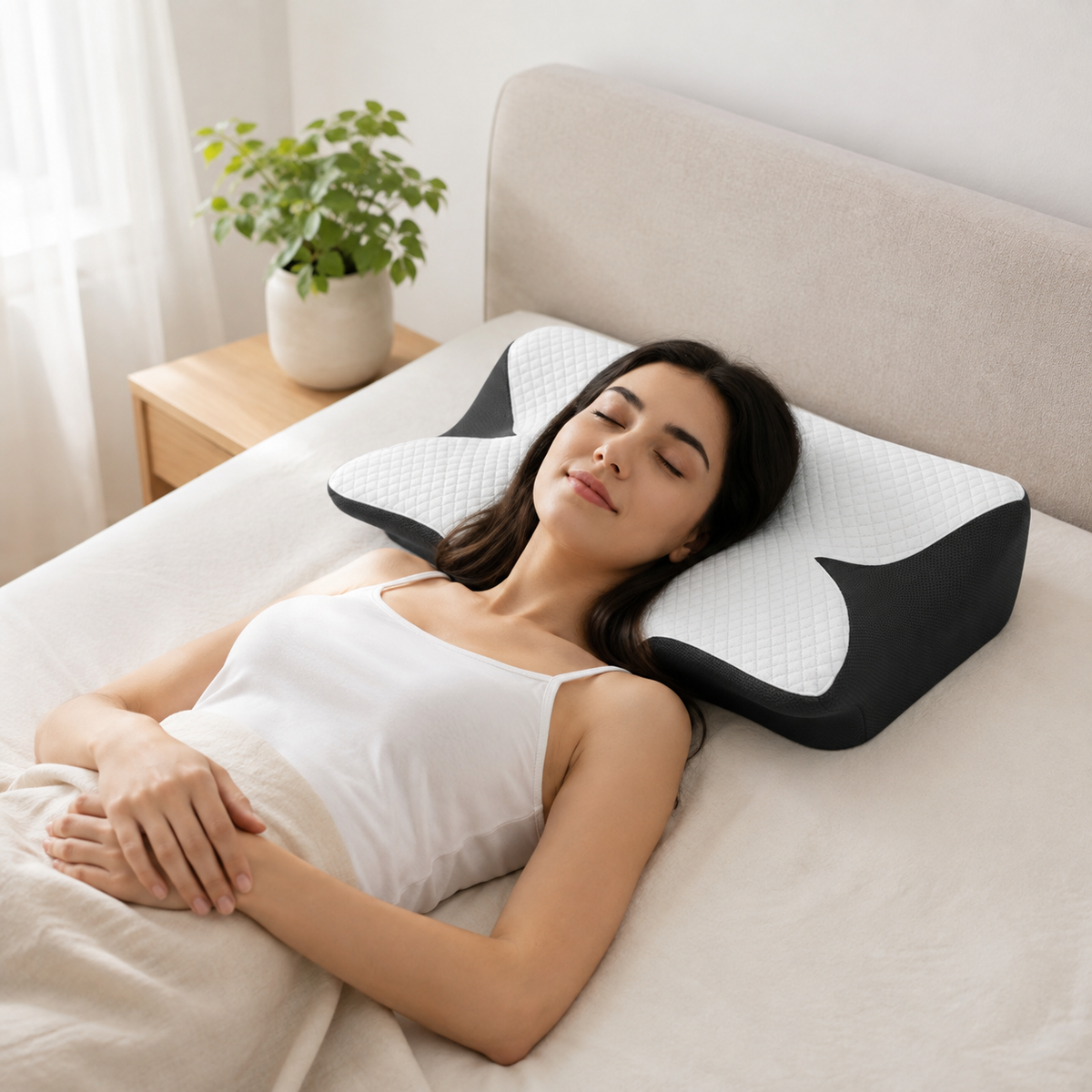Ergonomic Cervical Memory Foam Pillow for Neck Pain Relief | Orthopedic Contour Sleeping Pillow (25×15×6 Inches)