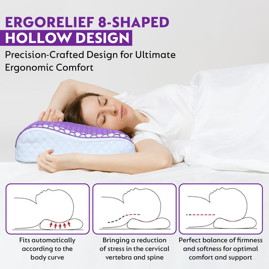 Purple Honeycomb Gel Grid Ergonomic Pillow for Neck Support (19×12×4 Inches)