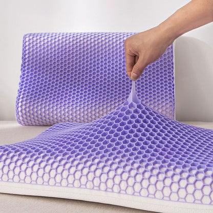 Purple Honeycomb Gel Grid Ergonomic Pillow for Neck Support (19×12×4 Inches)