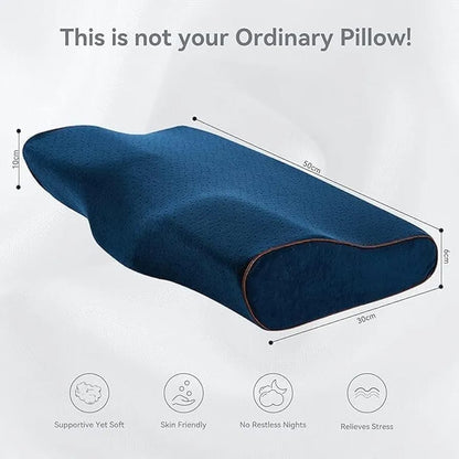 Ergonomic Neck Curve Memory Foam Support Pillow (19.5×12×4.5 Inches)
