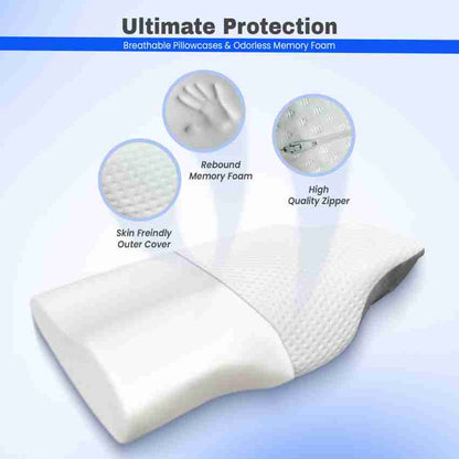 Ergonomic Contour Memory Foam Cervical Pillow with Breathable Double Cover