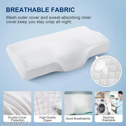 Ergonomic Contour Memory Foam Cervical Pillow with Breathable Double Cover