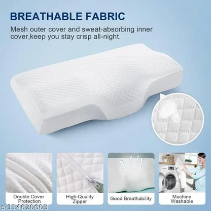 Ergonomic Contour Memory Foam Cervical Pillow with Breathable Double Cover