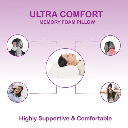 Ultra-Comfort Contour Memory Foam Cervical Pillow for Adult Neck Support
