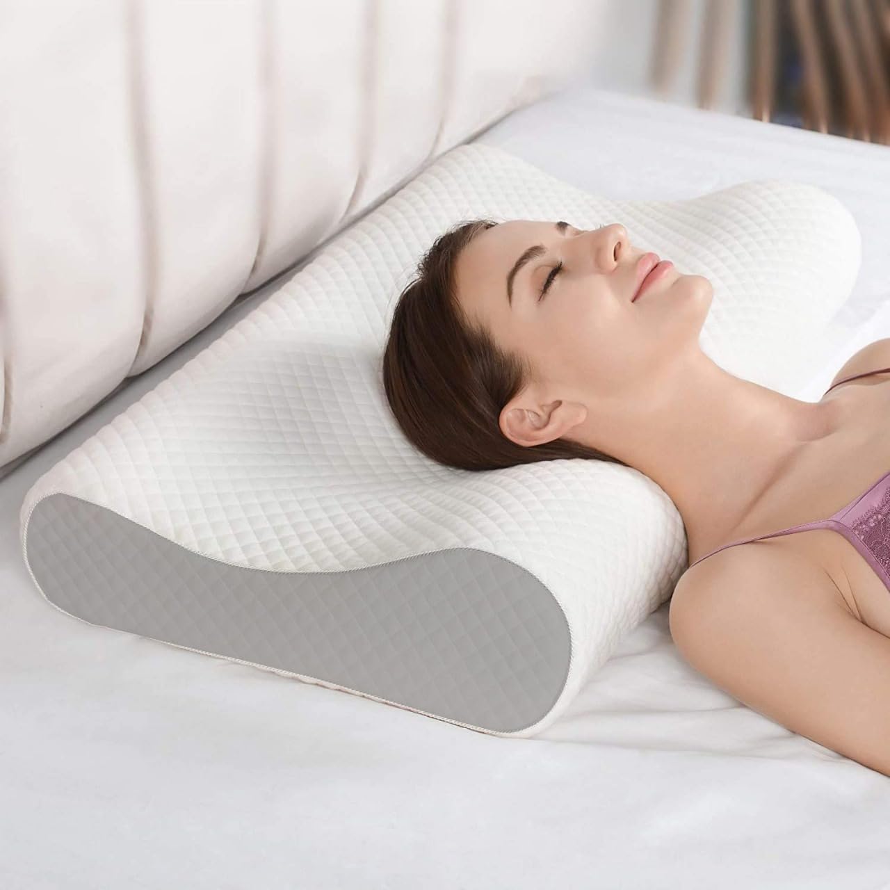Ergonomic Contour Memory Foam Cervical Pillow for Neck Support