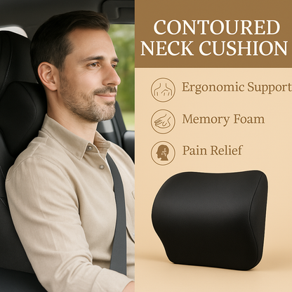 Memory Foam Car Neck Support Pillow | Ergonomic Headrest Cushion for Travel & Driving (11×9×5 Inches)