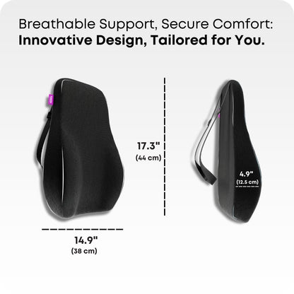 Memory Foam Lumbar Support Cushion for Office Chair & Car Seat | Lower Back Pain Relief Pillow