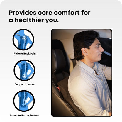 Memory Foam Lumbar Support Cushion for Office Chair & Car Seat | Lower Back Pain Relief Pillow