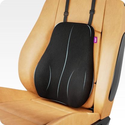 Memory Foam Lumbar Support Cushion for Office Chair & Car Seat | Lower Back Pain Relief Pillow