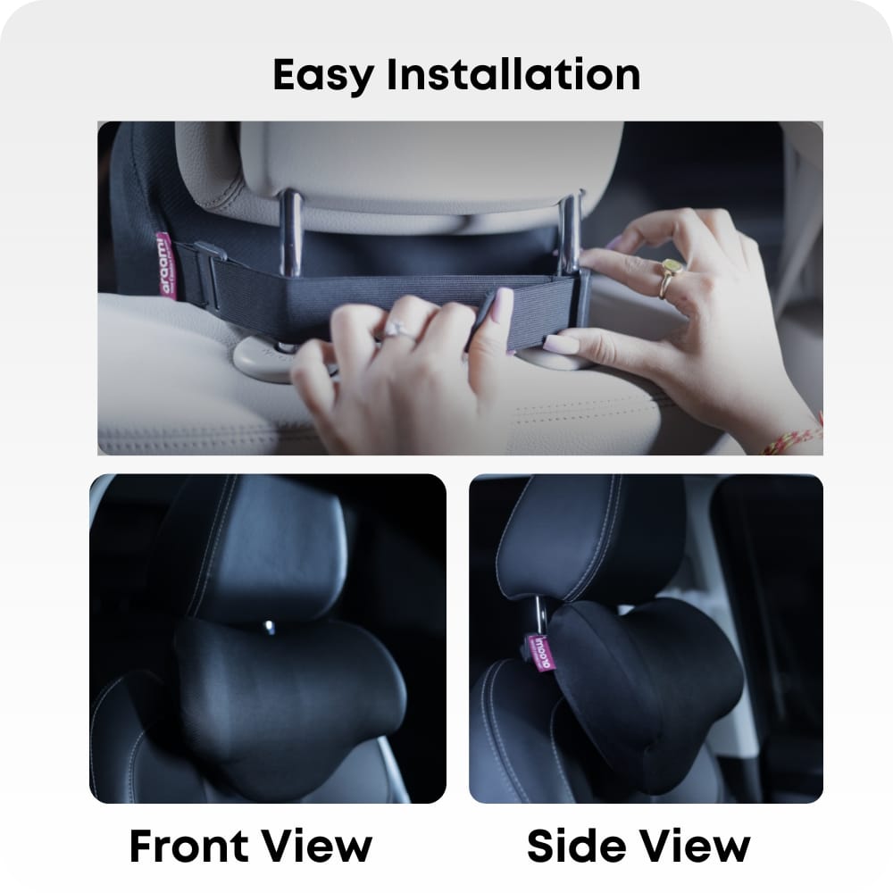 Ergonomic Memory Foam Car Neck Pillow | Headrest Support Cushion for Neck Pain Relief (12×8×5 Inches)