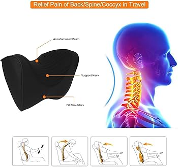 Ergonomic Memory Foam Car Neck Pillow | Headrest Support Cushion for Neck Pain Relief (12×8×5 Inches)