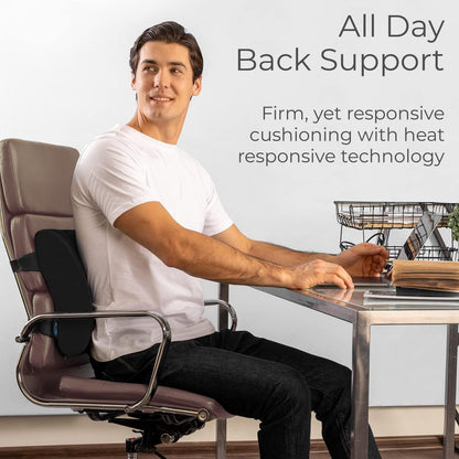 Ergonomic Memory Foam Lumbar Support Pillow | Back Cushion for Office Chair, Car & Home