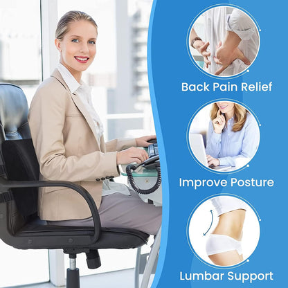 Ergonomic Memory Foam Lumbar Support Pillow | Back Cushion for Office Chair, Car & Home