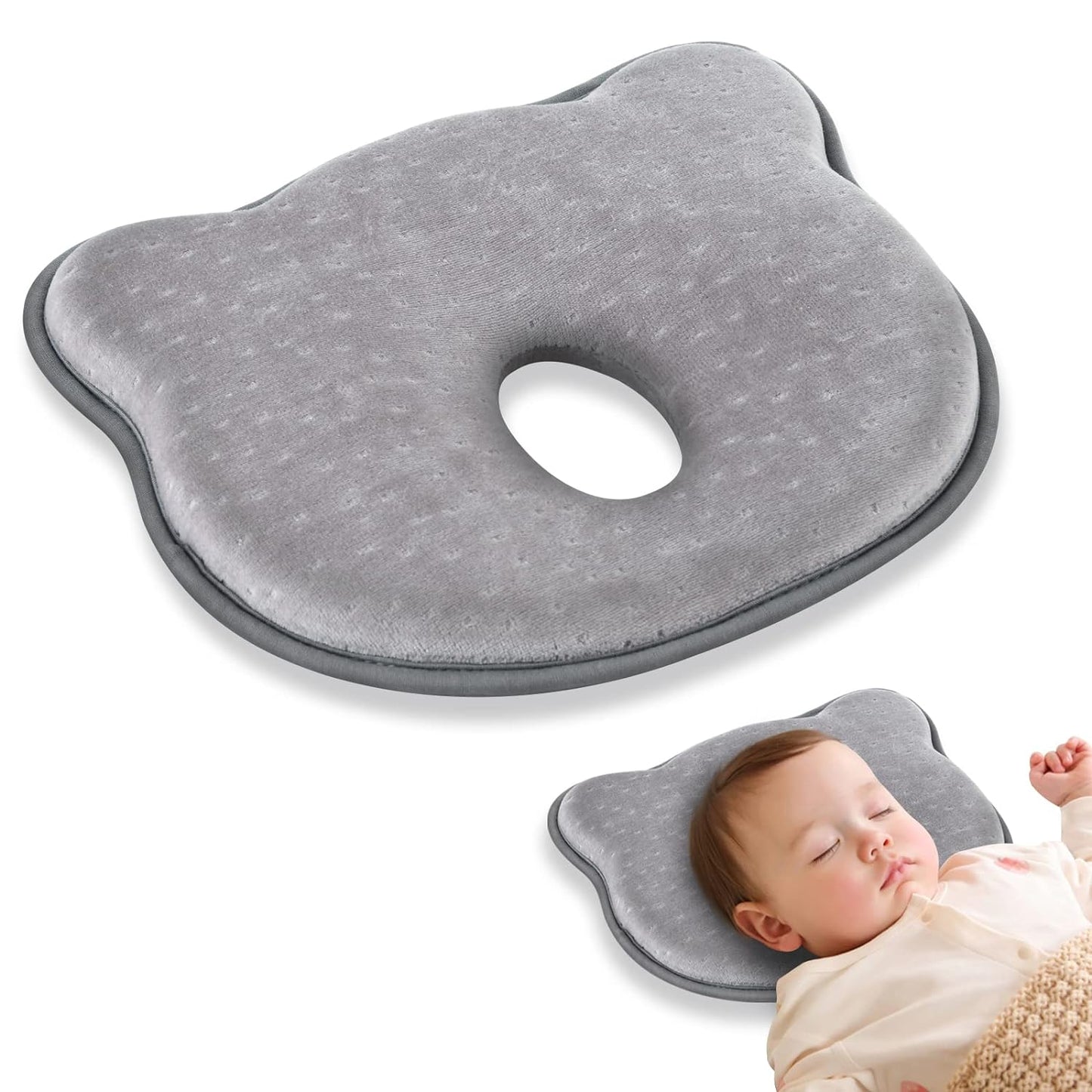 Baby Head Shaping Pillow for Newborns | Breathable Infant Memory Foam Pillow for Flat Head Prevention