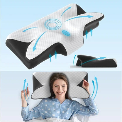 Ergonomic Cervical Memory Foam Pillow for Neck Pain Relief | Orthopedic Contour Sleeping Pillow (25×15×6 Inches)