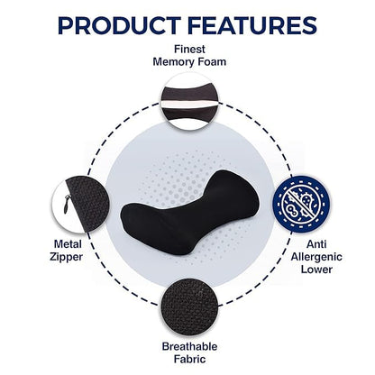 Lumbar Support Pillow for Sleeping | Memory Foam Lower Back Cushion for Spinal Alignment & Pain Relief