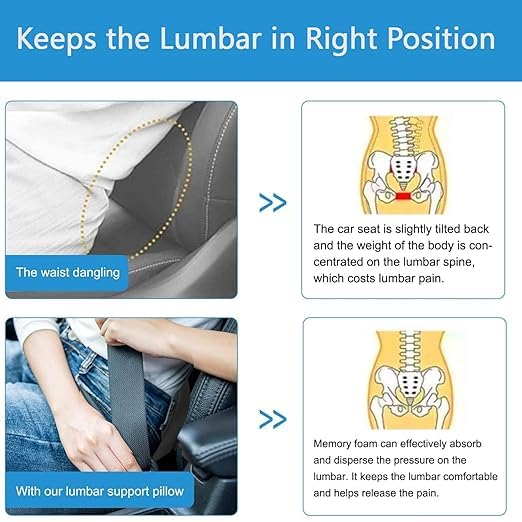 Lumbar Support Pillow for Sleeping | Memory Foam Lower Back Cushion for Spinal Alignment & Pain Relief