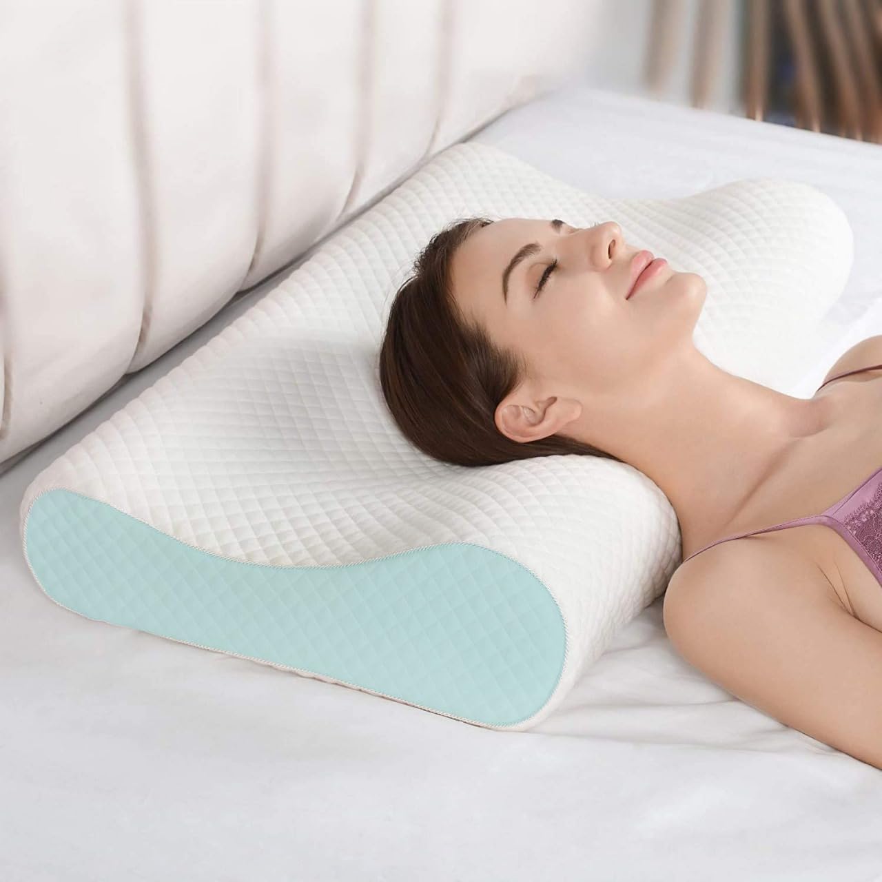 Ergonomic Contour Memory Foam Cervical Pillow for Adult Neck Support