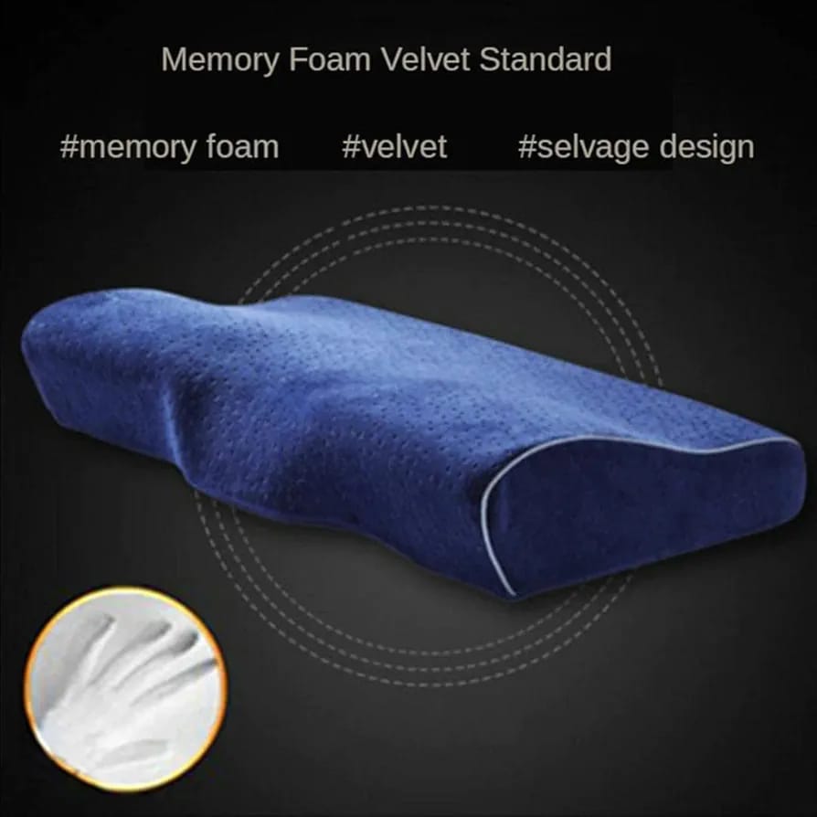 Ergonomic Neck Curve Memory Foam Support Pillow (19.5×12×4.5 Inches)
