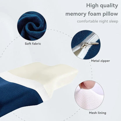 Ergonomic Neck Curve Memory Foam Support Pillow (19.5×12×4.5 Inches)