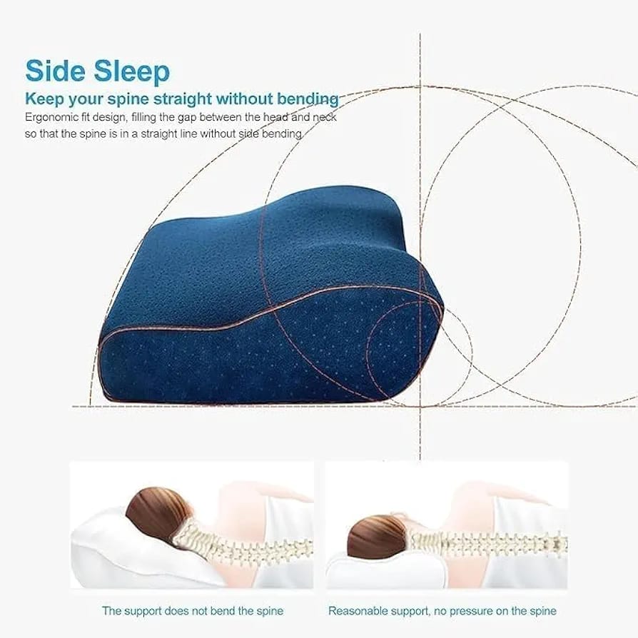 Ergonomic Neck Curve Memory Foam Support Pillow (19.5×12×4.5 Inches)