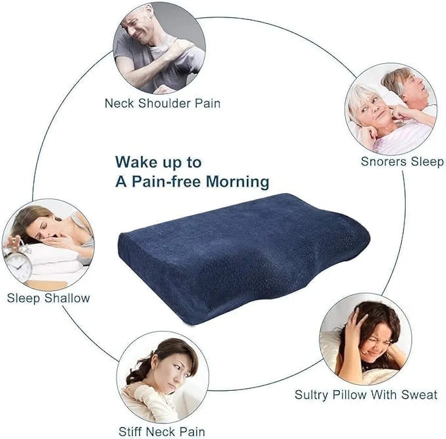 Ergonomic Neck Curve Memory Foam Support Pillow (19.5×12×4.5 Inches)