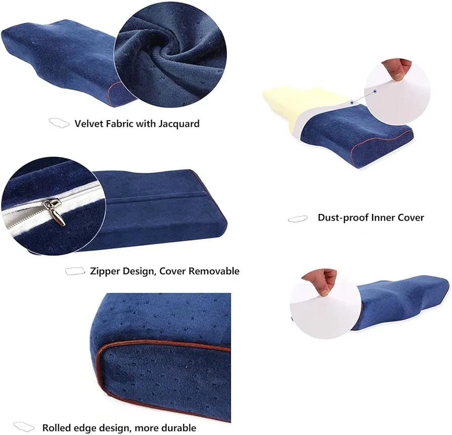 Ergonomic Neck Curve Memory Foam Support Pillow (19.5×12×4.5 Inches)