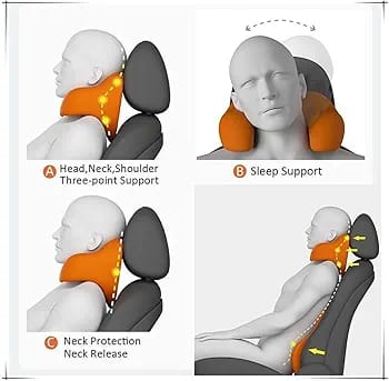 Car Headrest Neck Support Pillow for Driving & Travel (11x8x7 Inches)