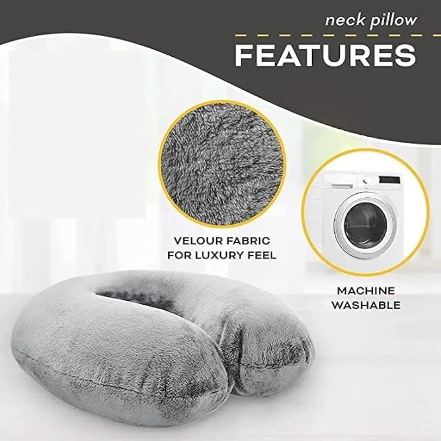 U-Shaped Travel Neck Pillow for Car, Flight & Office (13×13×5 Inches)
