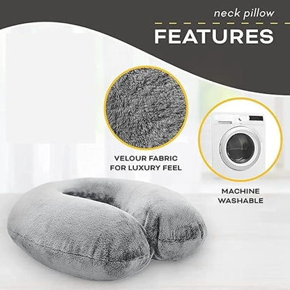 U-Shaped Travel Neck Pillow for Car, Flight & Office (13×13×5 Inches)