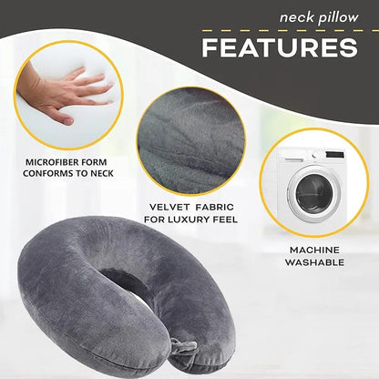 U-Shaped Travel Neck Pillow for Car, Flight & Office (13×13×5 Inches)