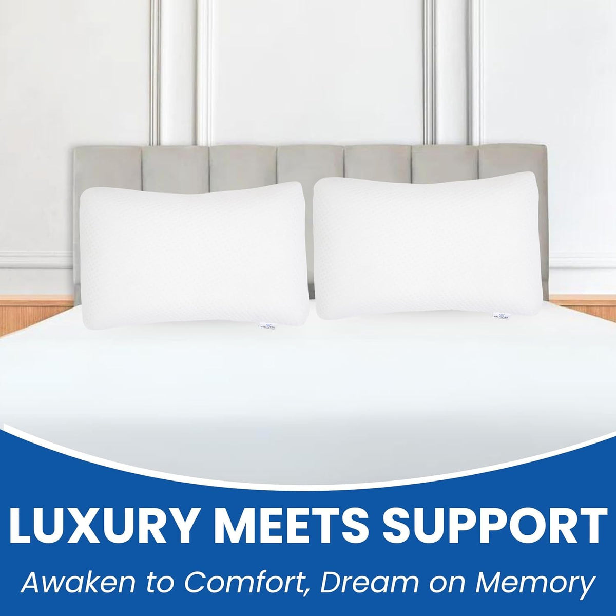Dual-Sided Curved Memory Foam Support Pillow - white (22×15×4 Inches)