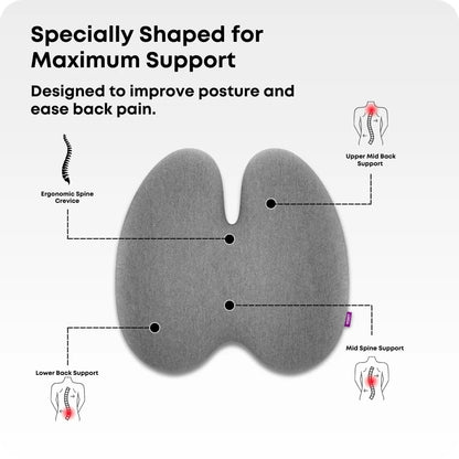 Ergonomic Memory Foam Chair Back Support Cushion (17×16×3.5 Inches)