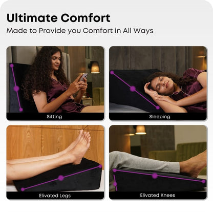 Multipurpose Memory Foam Wedge Support Pillow – Big Size (24x24x10 Inches)