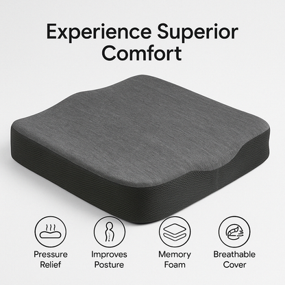 Ergonomic Memory Foam Coccyx Seat Support Cushion (16×16×3 Inches)