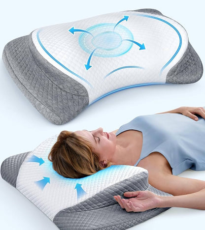 Two-Step Contour Memory Foam Neck Support Pillow (25×16×5 Inches)
