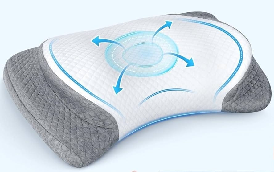 Two-Step Contour Memory Foam Neck Support Pillow (25×16×5 Inches)