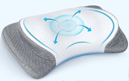 Two-Step Contour Memory Foam Neck Support Pillow (25×16×5 Inches)