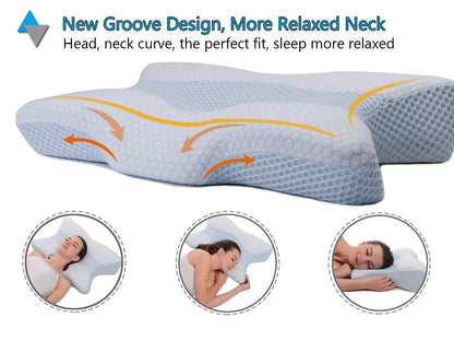 Dual-Sided Butterfly Contour Memory Foam Neck Support Pillow