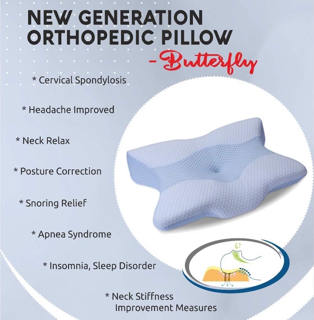 Dual-Sided Butterfly Contour Memory Foam Neck Support Pillow
