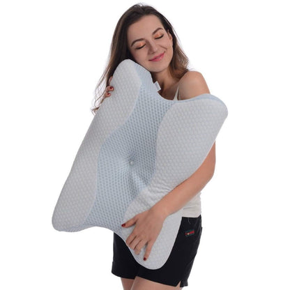 Dual-Sided Butterfly Contour Memory Foam Neck Support Pillow