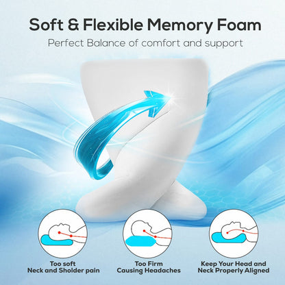 Queen Size Memory Foam Neck Support Pillow – Black (20×12×3.5 Inches)
