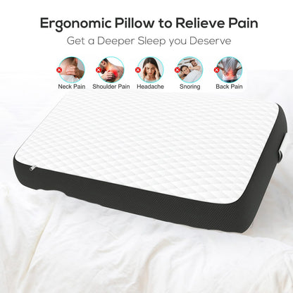 Queen Size Memory Foam Neck Support Pillow – Black (20×12×3.5 Inches)