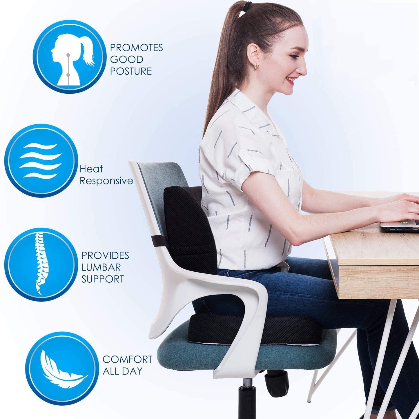 Ergonomic Memory Foam Coccyx Seat Support Cushion