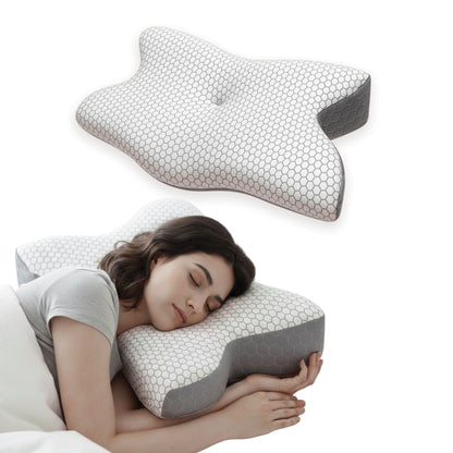 Dual-Sided Butterfly Contour Memory Foam Neck Support Pillow