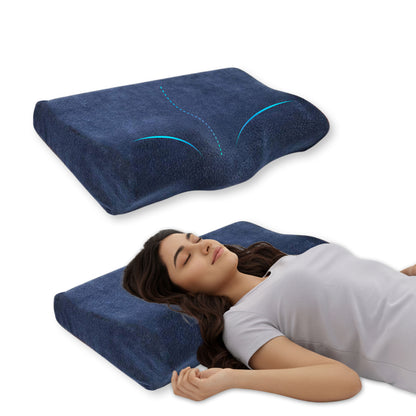 Ergonomic Neck Curve Memory Foam Support Pillow (19.5×12×4.5 Inches)