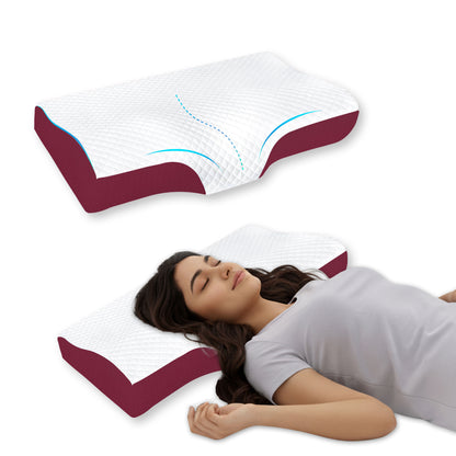 Ergonomic Neck Curve Memory Foam Support Pillow (19.5×12×4.5 Inches)