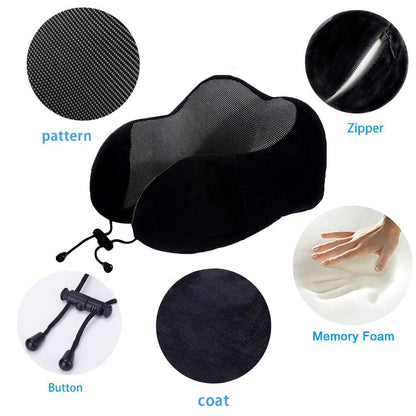 Memory Foam Travel Neck Pillow | Ergonomic U-Shaped Neck Support Cushion for Travel & Home (10×10×5 Inches)
