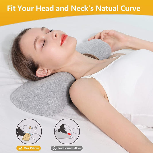 Cervical Neck Support Pillow for Pain Relief | Ergonomic Memory Foam Neck Stretcher Cushion